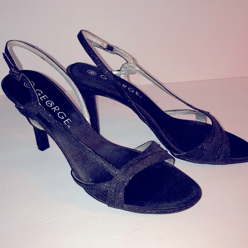 George Black Slingback Dressy Party Sandals, Sz 6.5